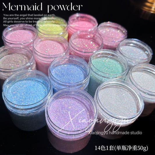 50G Mermaid Sea Salt Crystal Diamond Flowing Maple Nail Art Glitter Glitter Powder Fantasy Quicksand Flash Diamond Powder Material